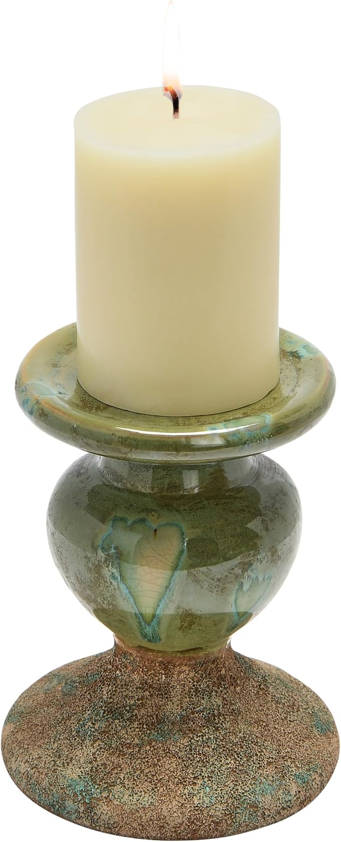 Creative Co-Op 2-Tone Sculptural Terracotta Pillar Candle Holder, Distressed - Image 5