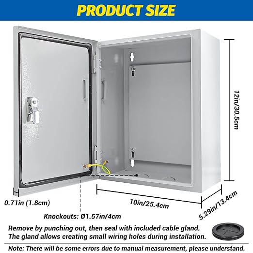 Electrical Box 12 x 10 x 6'' Steel Electrical Junction Box，NEMA 4X Steel - Image 7