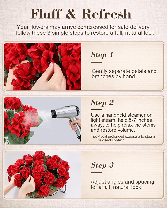 Artificial Flowers for Outdoors – 6 Bundles of UV-Resistant Artificial Geraniums - Image 8