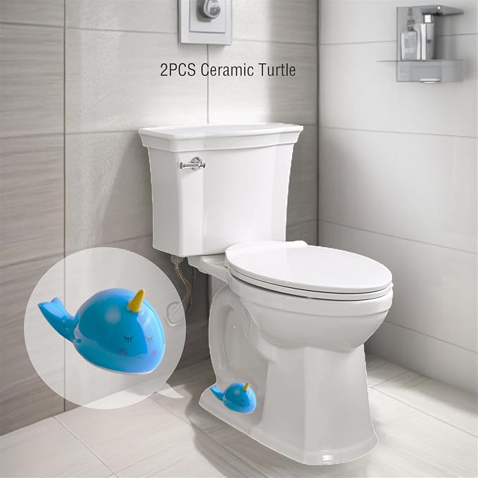 Blue Whale Toilet Floor Bolt Covers, Ceramic Whale Toilet Bolt Caps, Cute - Image 7