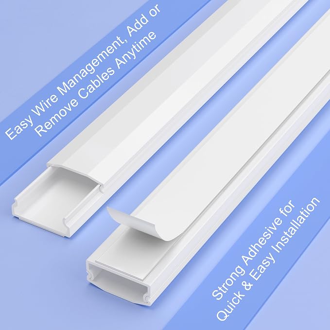 TV Cord Hider, Self Adhesive 44in Cable Raceway Kit, Holds Up to 4 Cables | - Image 6