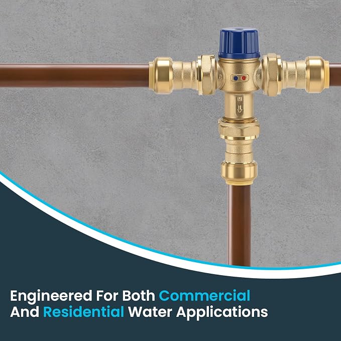 Thermostatic Mixing Valve 3/4 Inch Push-fit Mixing Valve, Temperature Control - Image 2