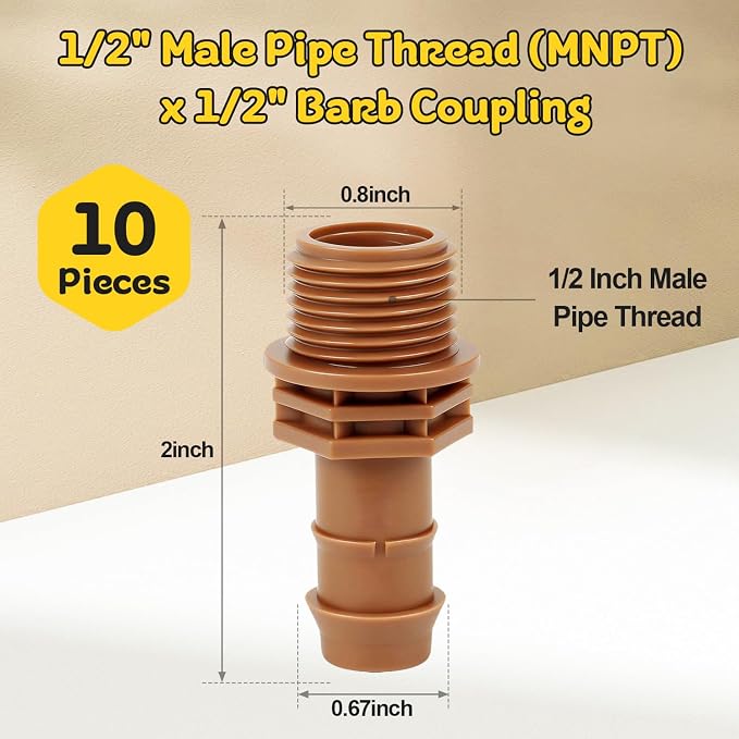 PVC to Drip Irrigation Adapter, 1/2" PVC Male Pipe Thread x 1/2" Drip - Image 2