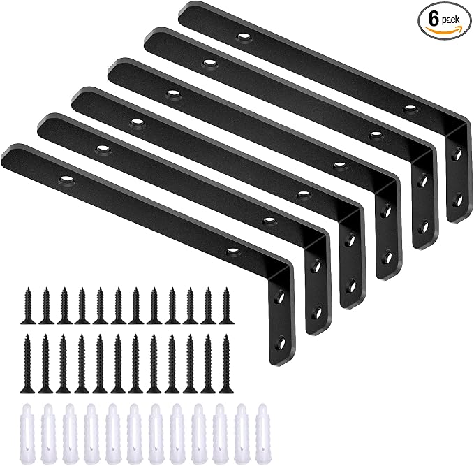 LSK 6PCS L Bracket, L 6"×H 2" Shelf Support Bracket, Max Load :42lb, Joint by LSK