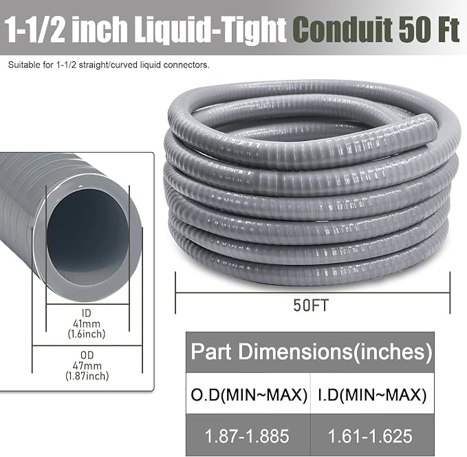 1 1/2 Inch flexible conduit 50 FT Non Metallic Liquid-Tight Conduit - Image 2