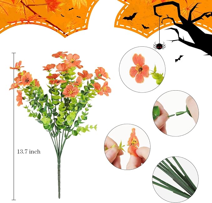 AGIRL Artificial Fall Flowers Fake Mums Outdoor, Faux Plant Porch Decor Home | - Image 2