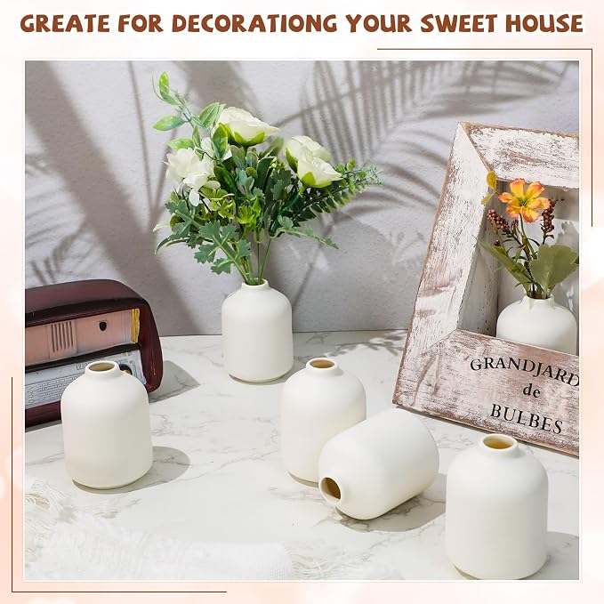 Tioncy 30 Set 3.9"*2.76" White Ceramic Bud Vases Bulk Valentine's Day - Image 7