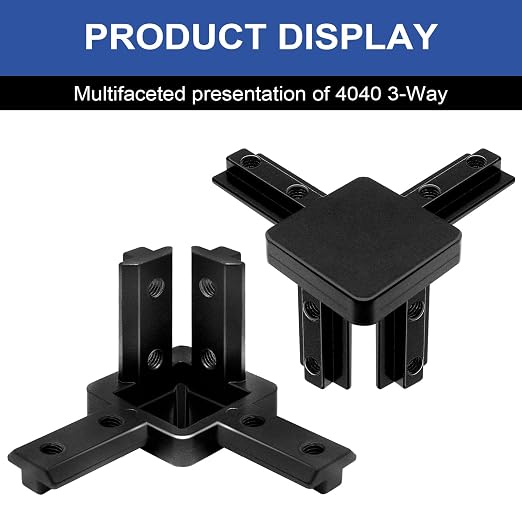 12pcs 4040 Hardware 3-Way Corner Bracket Angel Connector Black | - Image 6