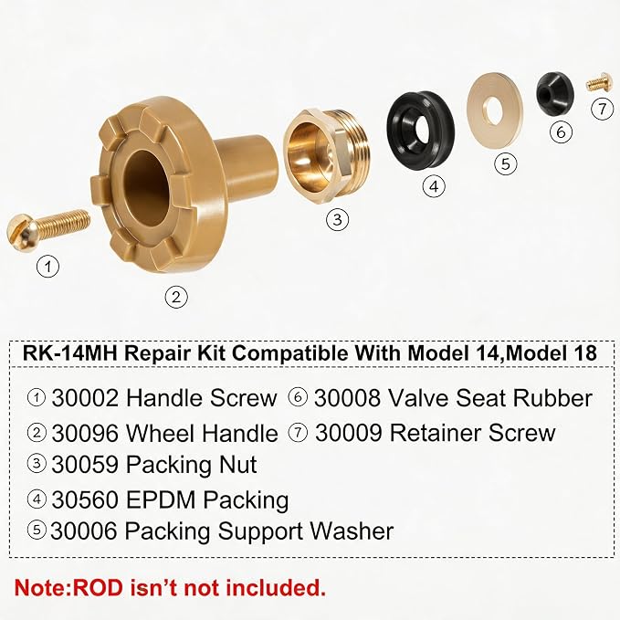 RK-14MH Repair Kit Metal Handle, Outside Faucet, Compatible - Image 5