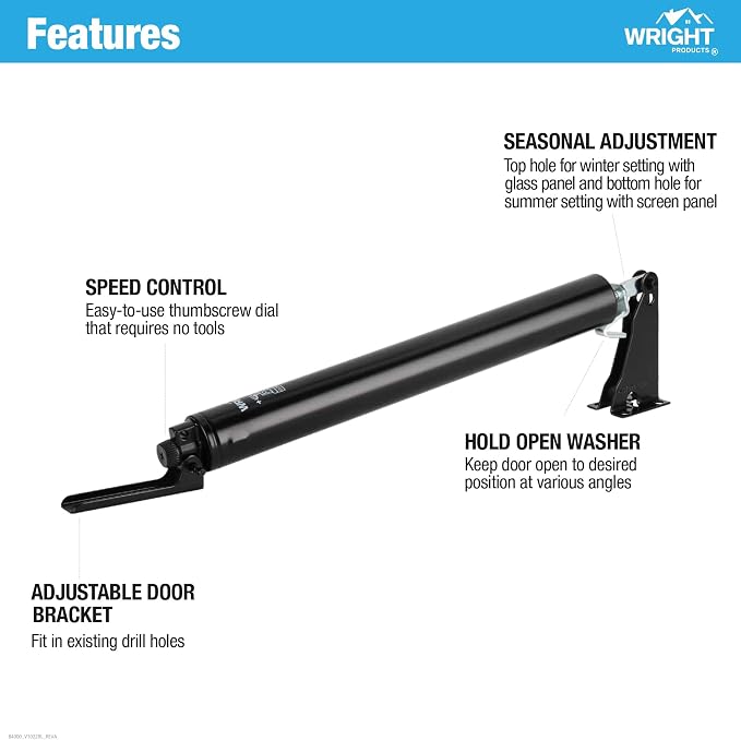 Wright Products Standard Duty Pneumatic Screen & Storm Door Closer – Adjustable - Image 3