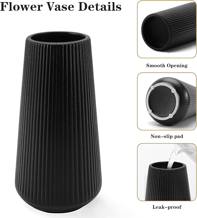 Black Ceramic Vase, GUKJOB Small Cute Flower Vase - Image 3