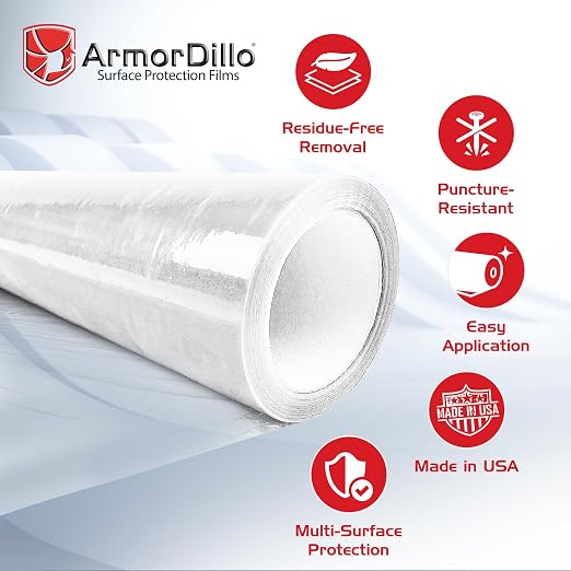 ArmorDillo Countertop Protection Film w Free Knife. Clear Self Adhesive Surface - Image 3