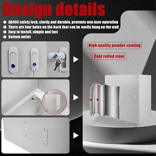 Electrical Box 24 x 24 x 12 Inch Indoor Outdoor Electrical Enclosure Box Steel - Image 5