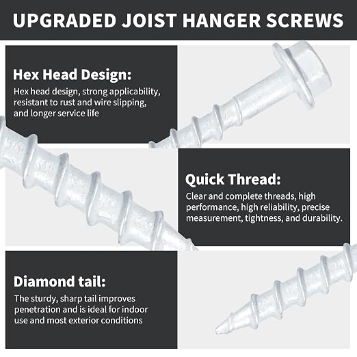 #9 x 1-1/2" Heavy Duty Joist Hanger Screws, SD Connector Screws | 1/4" Hex Head - Image 6