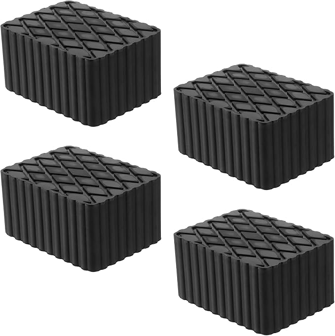 Solid Rubber Auto Lift Pads, 6-1/3" x 4-3/4" x 3" | 4 Pack Anti-Skid Lift Block by Racewill