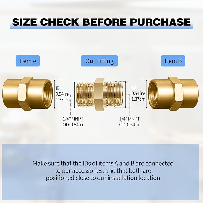 4pack 1/4 Brass Nipple Hexagonal Connector External 1/4 NPT | Solid Brass - Image 3