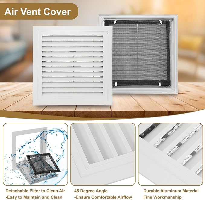 PATIKIL 18" x 18" Aluminum Return Grille, Return Air Vent Cover Linear Bar - Image 3
