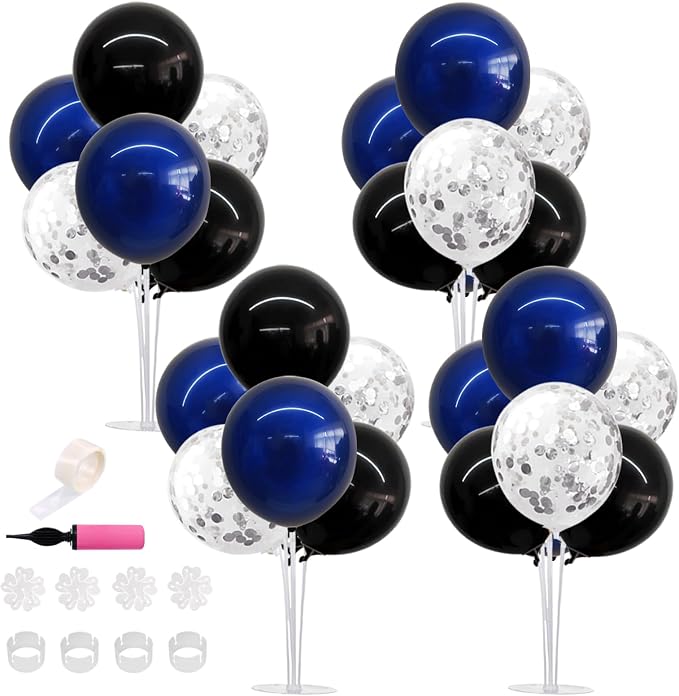 TONIFUL 4 Set Black Blue Silver Balloon Stand Balloon Centerpiece by TONIFUL