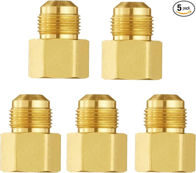 Brass Flare Tube Fitting Coupling Gas Adapter 3/8" Male x 1/4" NPT Female by ANPTGHT