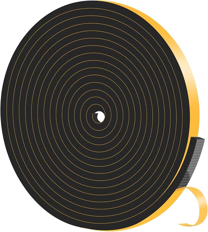Door Seal Strip, High Density CR Insulation Tape, 1/4 in x 1/16 in x 33Ft | by MIKONIYA