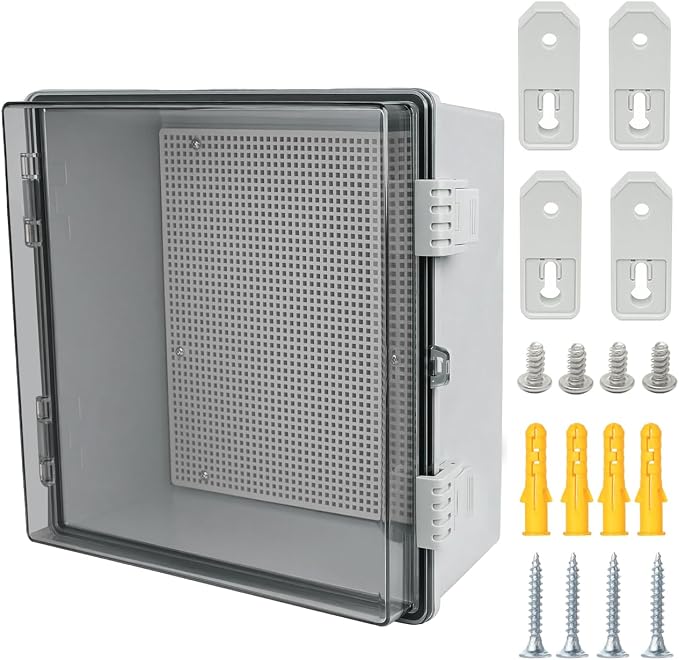 Junction Box, Hinged Grey Clear Cover IP67 Waterproof ABS Project Box by Otdorpatio