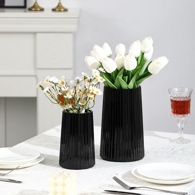 Ribbed Flower Vases Set of 2, Flower Vase - Image 5