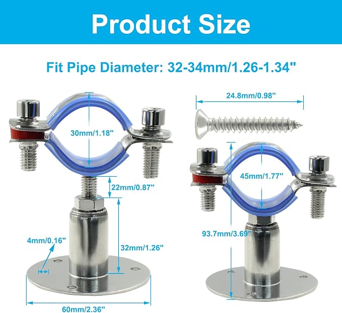 2PCS Wall Mount Ceiling Mount Pipe, - Image 2