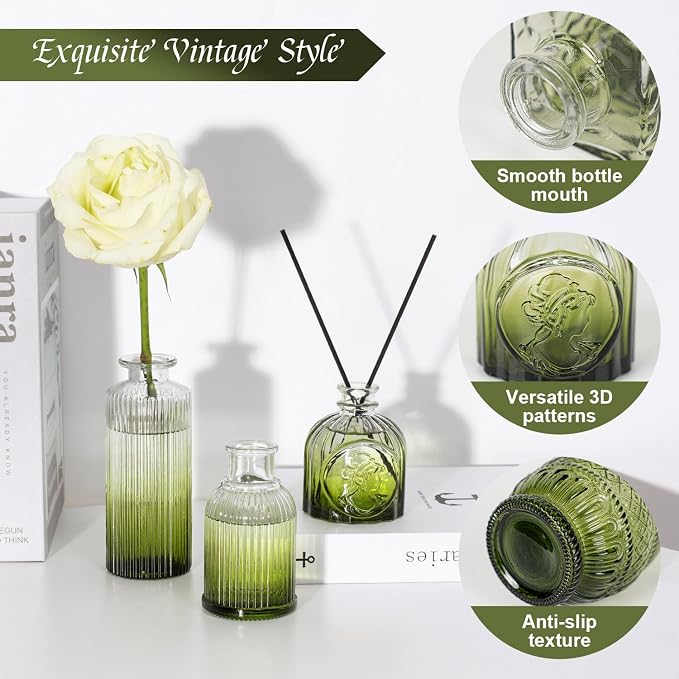 Clear Gradient Green Glass Bud Vase Set of 12 Pcs, Small Bud Vases in Bulk - Image 9