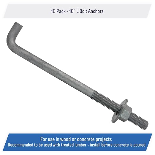 5/8" x 10-inch Galvanized Threaded Anchor Bolts - Image 2