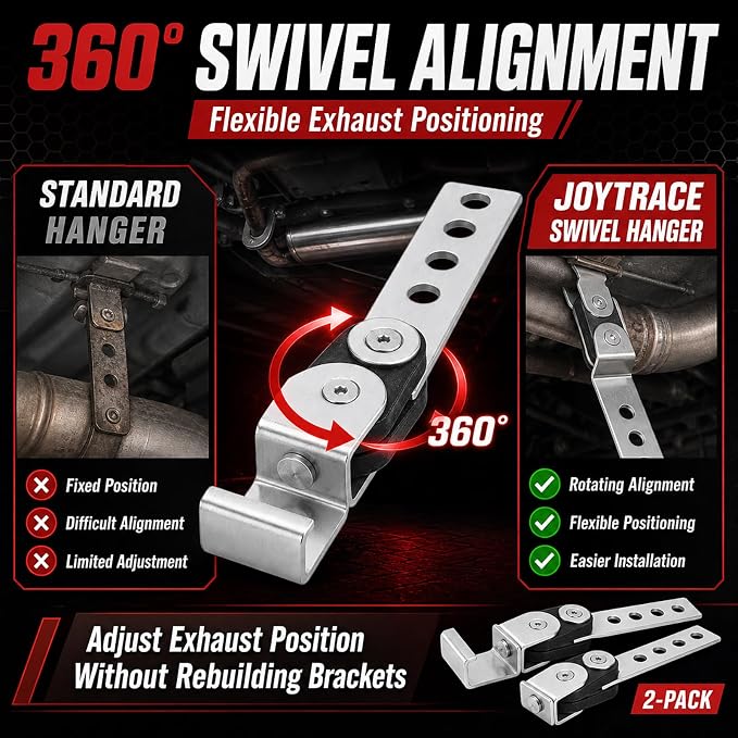 2-Pack Swivel Exhaust Hangers | Universal Rotating Muffler Brackets Muffler - Image 5
