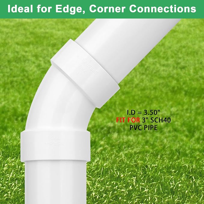 3" PVC DWV Sanitary 45-Degree Elbow Pipe Fitting Connector White SCH40 3" PVC - Image 3