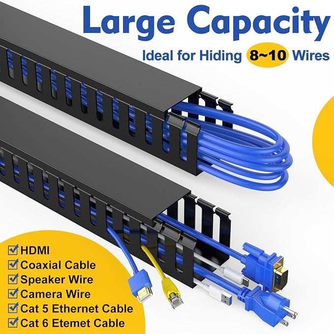 Open Slot Wiring Raceway Cable Duct, Cable Management Cord Track | 123" open - Image 3