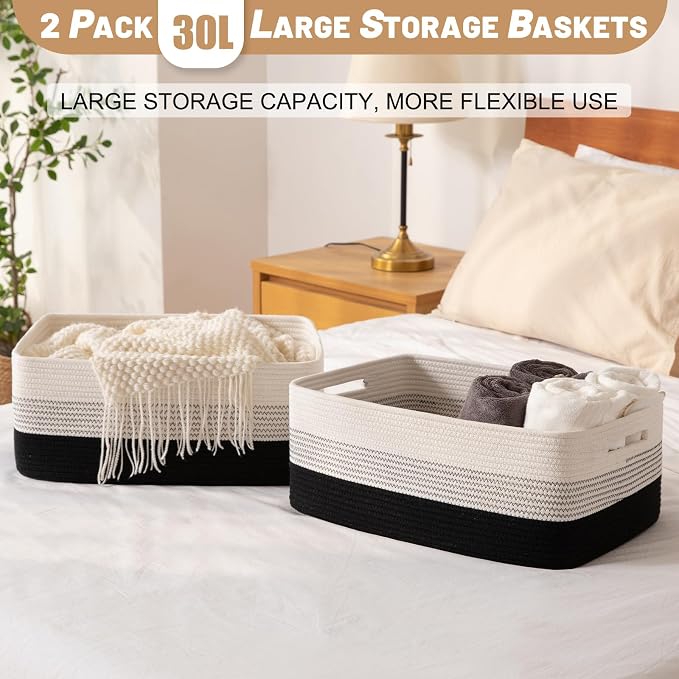 OIASKET Large Storage Basket for Organizing, Woven Rope Basket for Shelves - Image 4