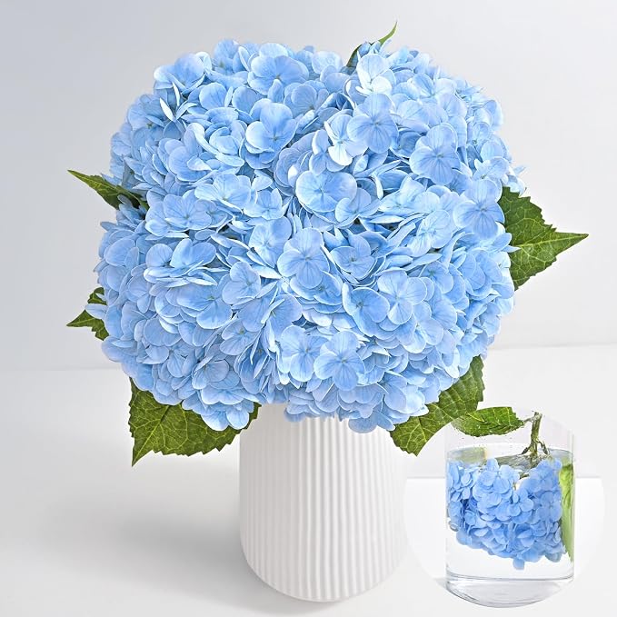 4Pcs 21in Hydrangea Artificial Flowers, Latex Real Touch Hydrangeas | Lifelike by MARTINEMALL
