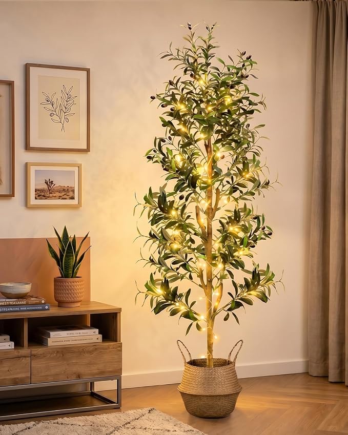 Olive Trees Artificial Indoor 6Ft Tall Faux Plants Large Fake Olivos Tree | - Image 7