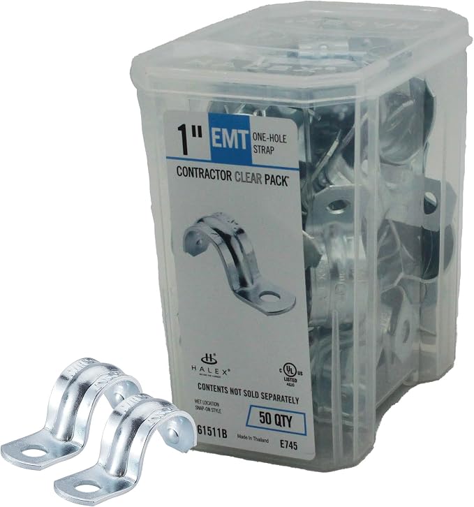 Halex 1 in. EMT Conduit Strap, One Hole, Galvanized Steel, Electrical metallic by Halex