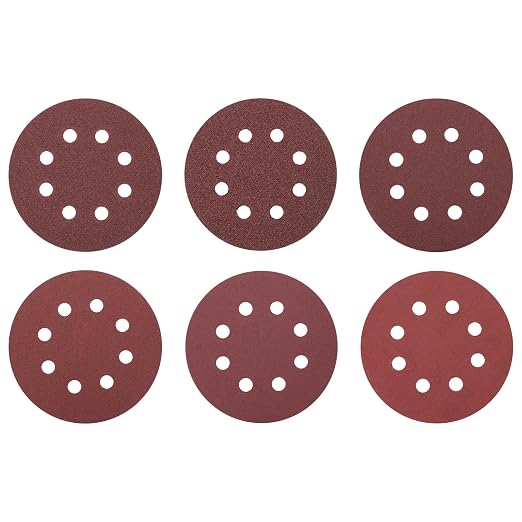 HARFINGTON 30Pcs 5Inch Sanding Disc 8 Hole Hook and Loop Sandpaper Red | by HARFINGTON