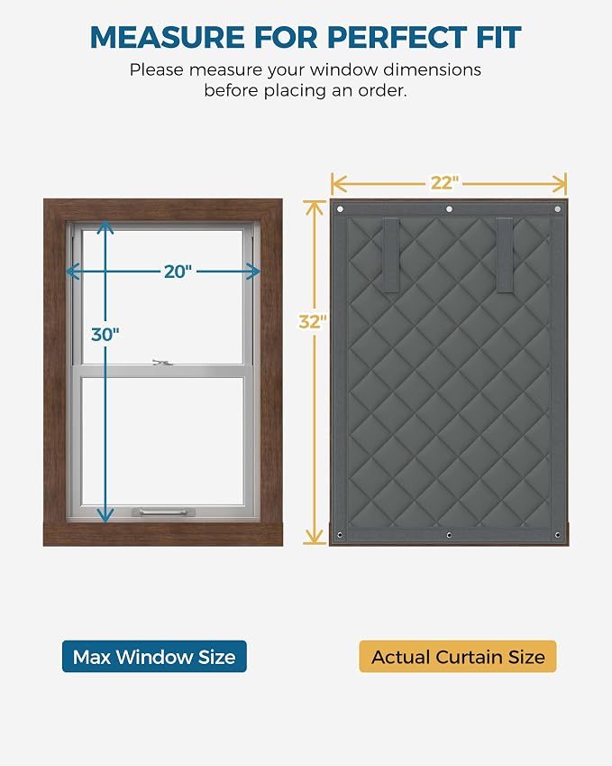 Augblinds Thermal Insulated Window Cover, Curtain Size 22 x 32 Inch, Quilted - Image 2