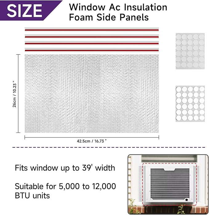 Window Air Conditioner Insulated Foam Panels, Air Conditioner Window Seal Kit - Image 7