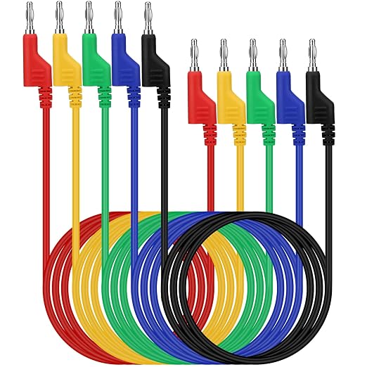 SWANLAKE 5-Piece Dual-Ended Banana Plug Test Leads, 1000V 15A 3.5ft/1M by SWANLAKETOOLS