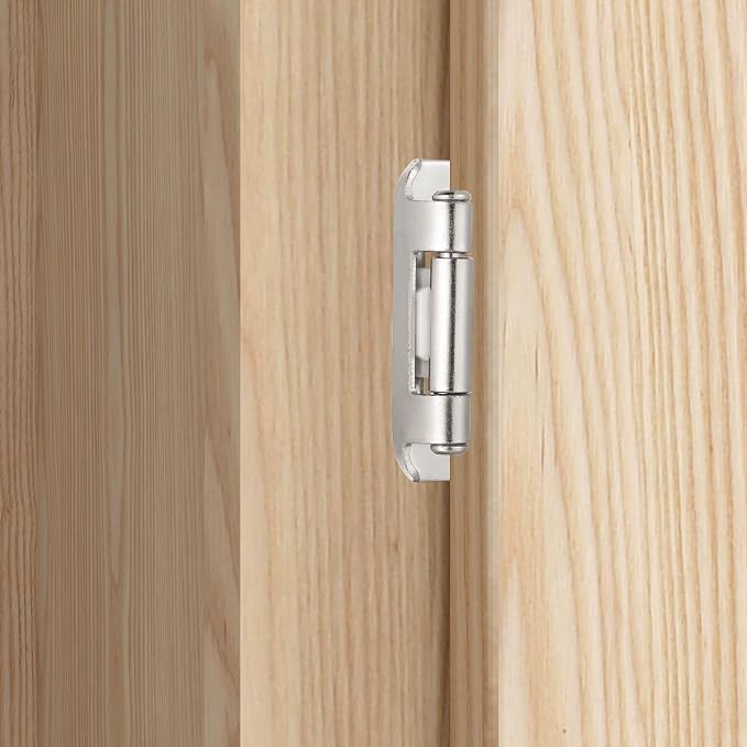 Satin Brushed Nickel Cabinet Hinges, 1/2” Overlay, 4 Pack | - Image 3