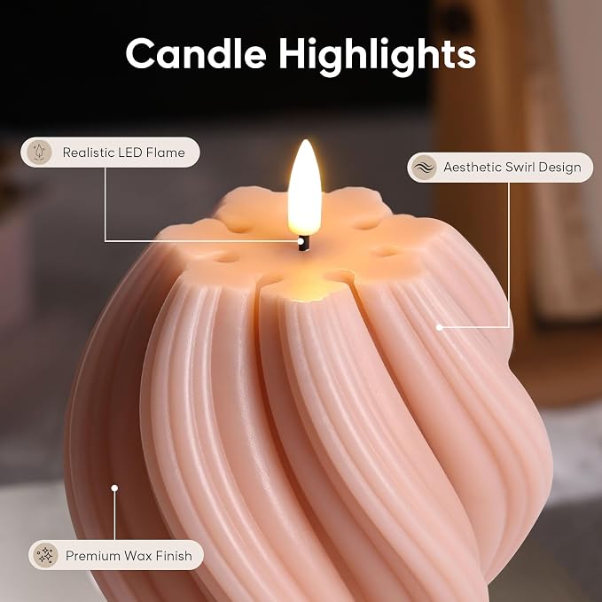 Dusty Pink Swirl Flameless Candles - Image 4