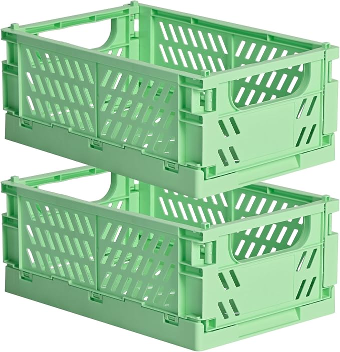HUUSMOT 2-Pack Collapsible Plastic Storage Baskets, 9.8"x6.5"x3.8" | Pastel by HUUSMOT