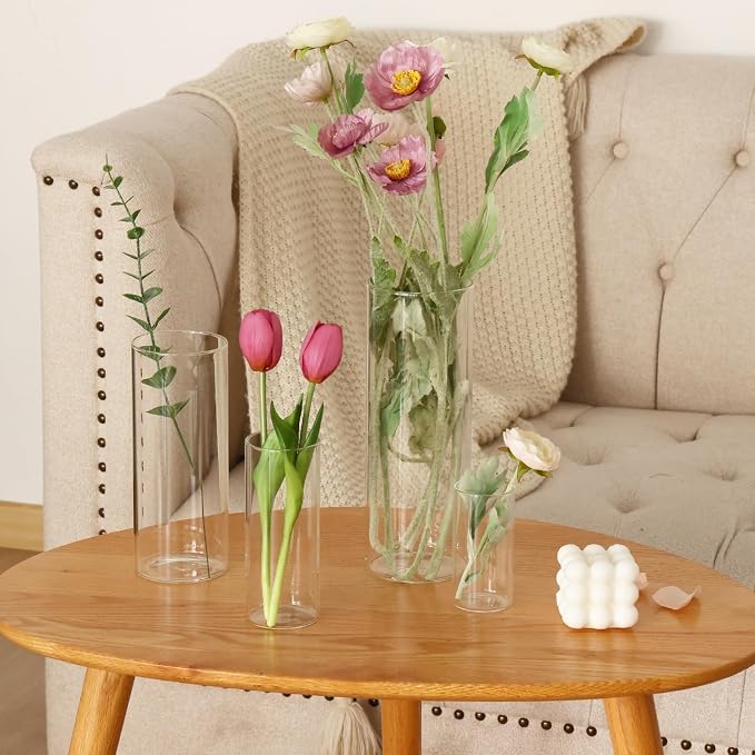 Fixwal 24pcs Clear Glass Cylinder Vases, 10 Inch Tall | Cylinder Vases - Image 3
