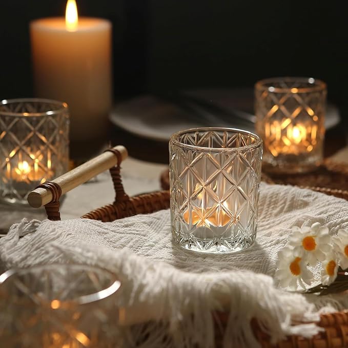 72 Pack Votive Candle Holders, Vintage Glass Clear Candle Holder - Image 3
