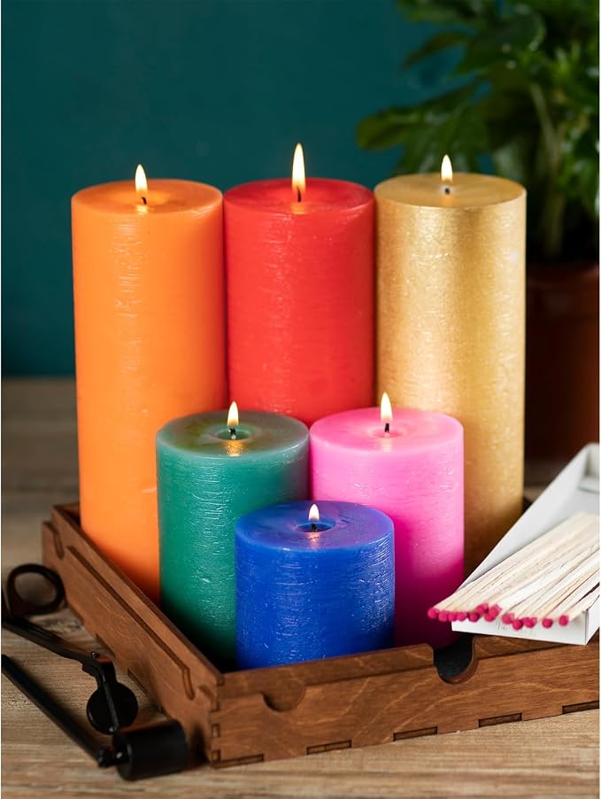 Assorted Pillar Candles Set of 3 – Sizes 3", Rustic Style - Image 8