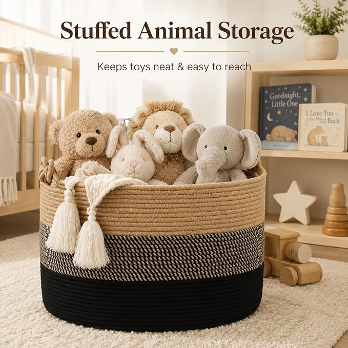 KAKAMAY Large Blanket Basket, Woven Rope Baskets - Image 3
