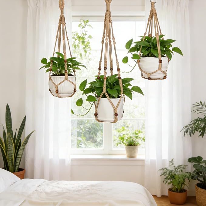 YIBOT Macrame Plant Hangers Hanging Planters - Image 2