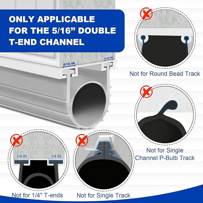 DGSL Garage Door Bottom Seal, 5/16 T-End Rubber Weather Stripping, 16 FT | U+O - Image 4