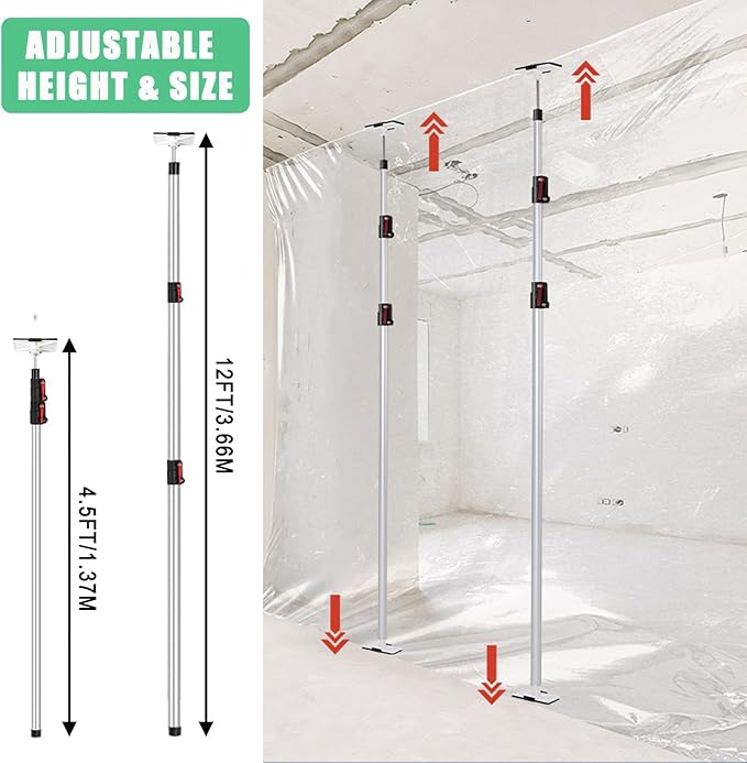 12FT Dust Barrier Poles 4 Pack - Image 2